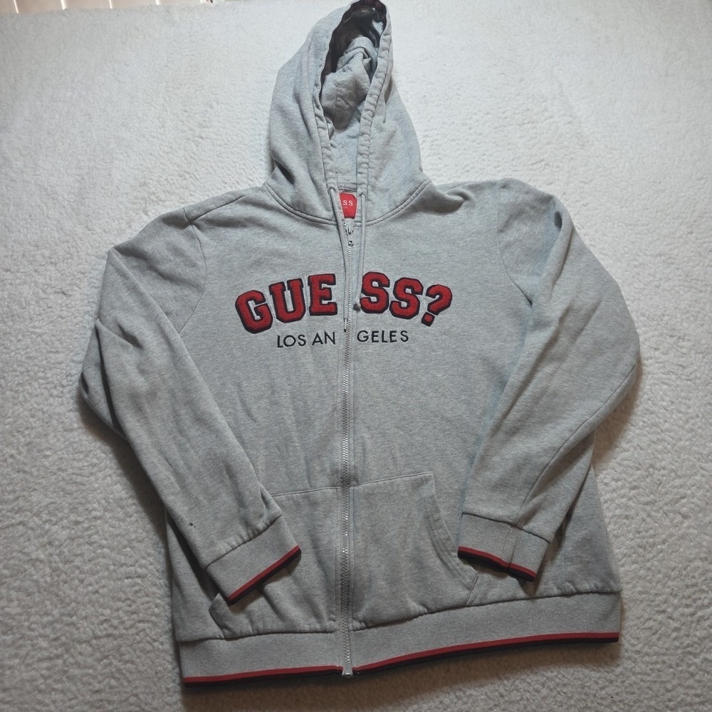 Guess Los Angeles Hoodie Zip Up Size XL Spell Out